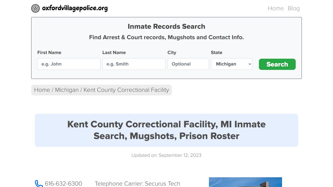 Kent County Correctional Facility, MI Inmate Search, Mugshots, Prison ...